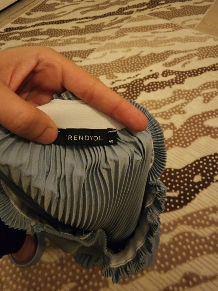 Gri Pileli Mini Etek - Görsel 3