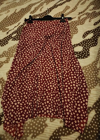 Bordo Bohem Salaş Midi Etek - Görsel 2