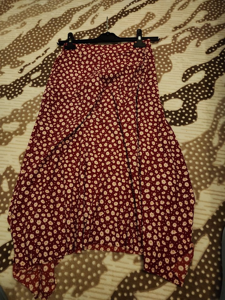 Bordo Bohem Salaş Midi Etek - Görsel 2