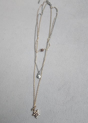 Zincir Detaylı Bej Bohem Midi Kolye - Görsel 2