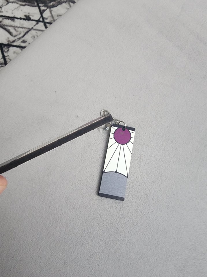 Uzun Mor ve Gri Minimalist Boncuklu Küpeler - Görsel 2