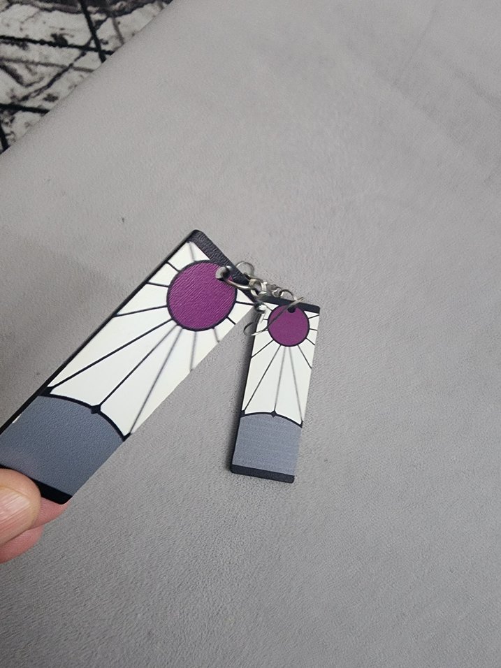 Uzun Mor ve Gri Minimalist Boncuklu Küpeler - Görsel 3