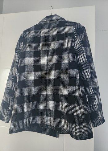 Kadın Gri Ekose Düğmeli Blazer Ceket - Görsel 3