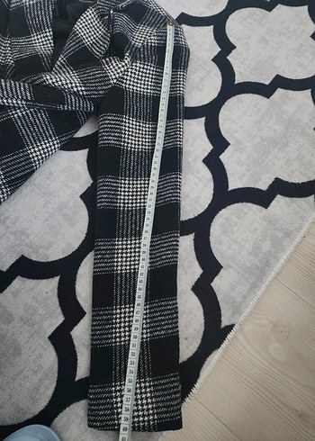 Kadın Gri Ekose Düğmeli Blazer Ceket - Görsel 6