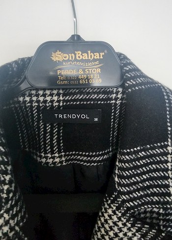 Kadın Gri Ekose Düğmeli Blazer Ceket - Görsel 2