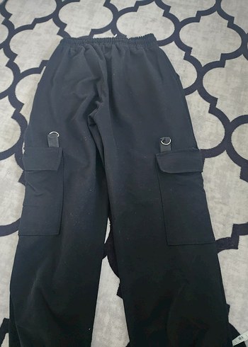 Siyah Zincir Detaylı Salaş Kadın Kumaş Pantolon - Görsel 5