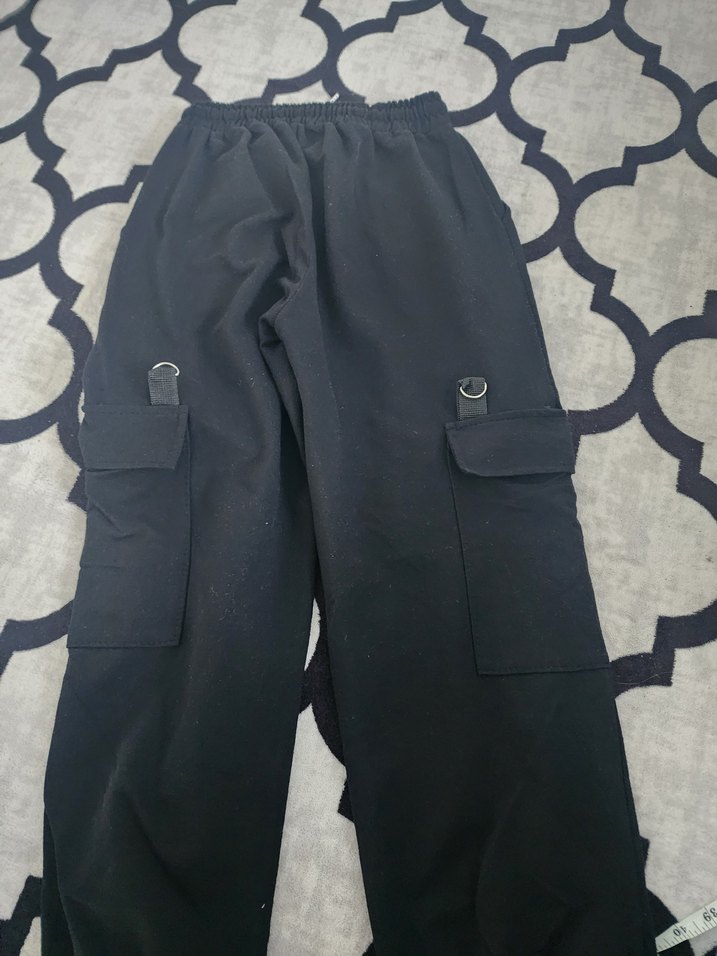 Siyah Zincir Detaylı Salaş Kadın Kumaş Pantolon - Görsel 5