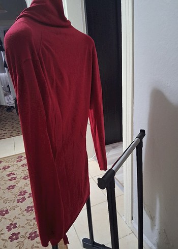 Bordo Kadın Midi Boy Rahat Kesim Sabahlık - Görsel 4