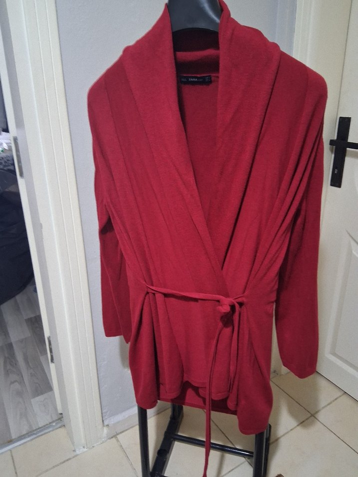 Bordo Kadın Midi Boy Rahat Kesim Sabahlık - Görsel 2