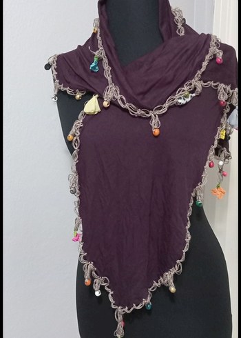 Boncuklu Bohem Örgü Kadın Fular - Görsel 3