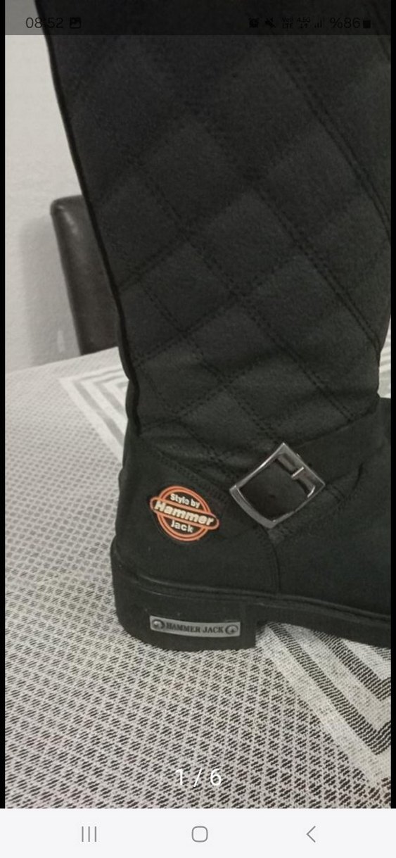 Siyah Süet Kadın Diz Boyu Botlar - Görsel 5