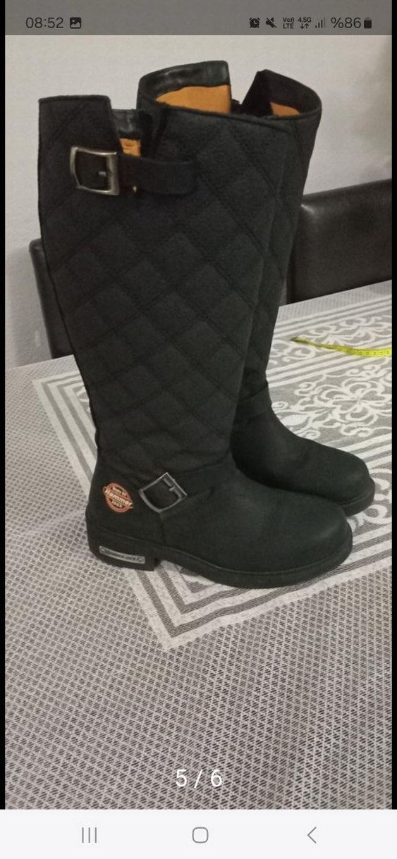 Siyah Süet Kadın Diz Boyu Botlar - Görsel 2