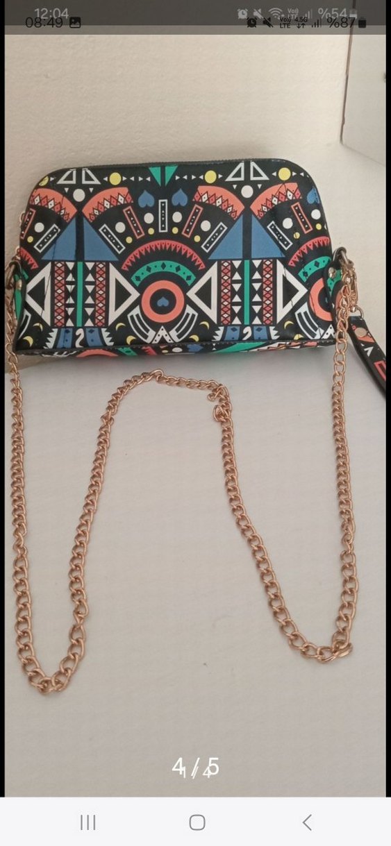 Renkli Zincir Detaylı Bohem Kadın Çanta - Görsel 4