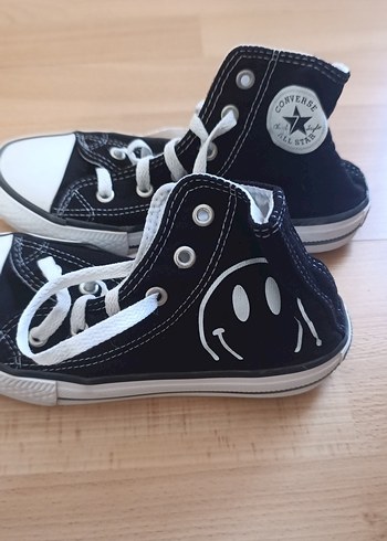 Siyah Baskılı Converse Rock Punk Spor Ayakkabı