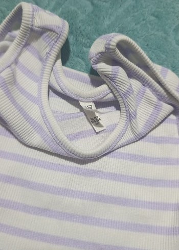 Kız Çocuk Mor Çizgili Kolsuz Bluz - Görsel 2
