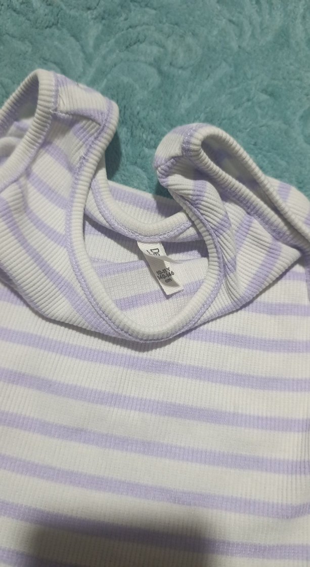 Kız Çocuk Mor Çizgili Kolsuz Bluz - Görsel 2