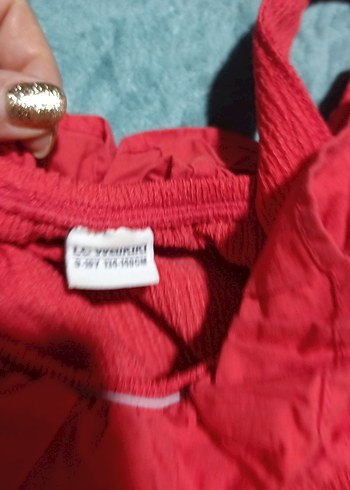 Kırmızı kız çocuk salopet - Görsel 3