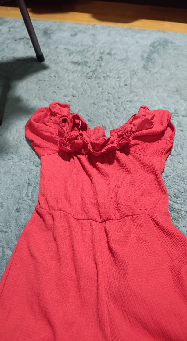 Kırmızı kız çocuk salopet - Görsel 2