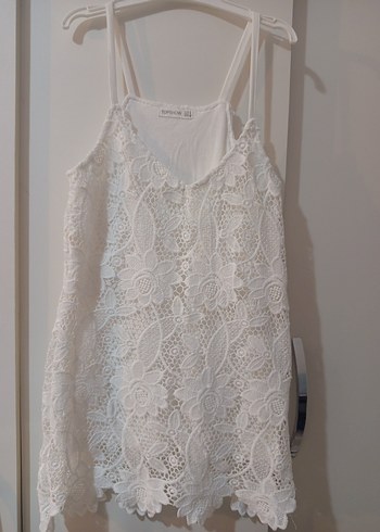 Stradivarius Romantik Beyaz Dantel Askili Bluz