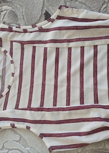 Bordo Çizgili Uzun Kolsuz Triko Elbise - Görsel 5