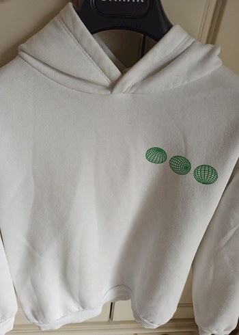 Beyaz Çocuk Kapüşonlu Sweatshirt - Görsel 3