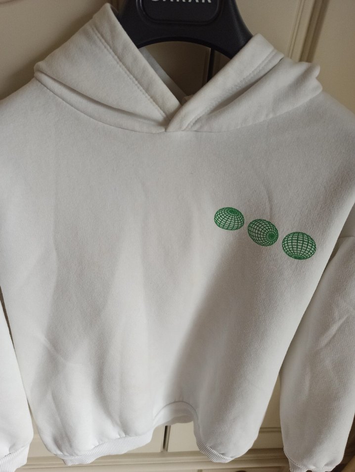 Beyaz Çocuk Kapüşonlu Sweatshirt - Görsel 3