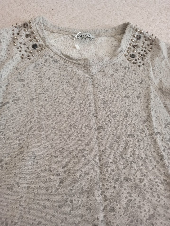 Gri Pamuklu Düğmeli Kadın Tişört - Görsel 3