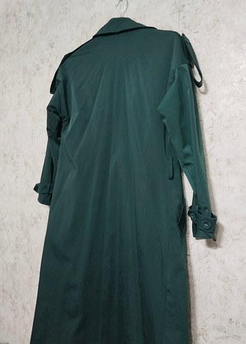 Fatmaatasoy Kadın Koyu Yeşil Uzun Düğmeli Trençkot - Görsel 5