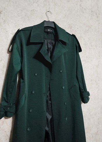Fatmaatasoy Kadın Koyu Yeşil Uzun Düğmeli Trençkot - Görsel 3