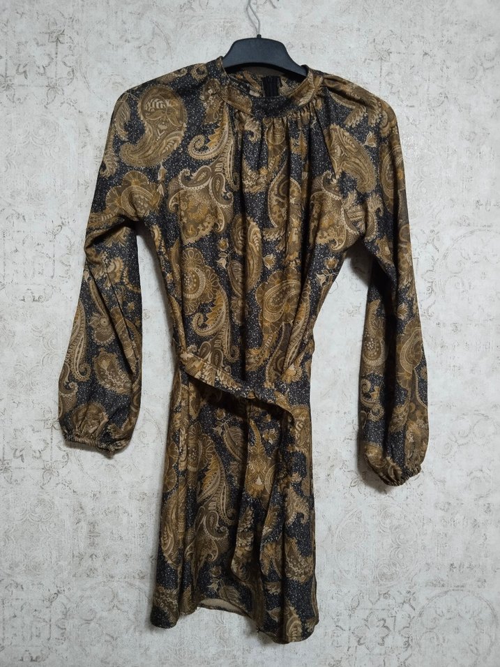 Bohem Uzun Kollu Şal Desenli Tunik - Görsel 2