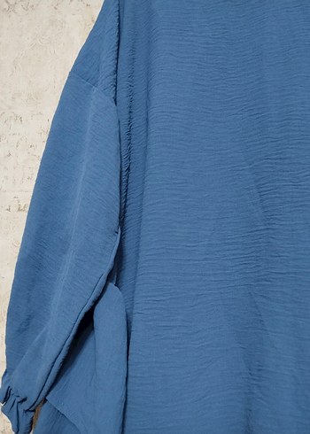 Fırfırlı İndigo Mavi Tunik - Görsel 2