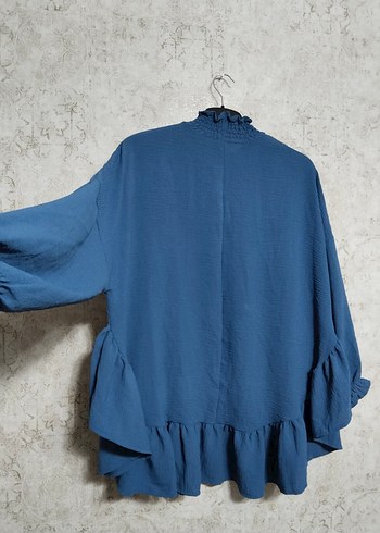 Fırfırlı İndigo Mavi Tunik - Görsel 3