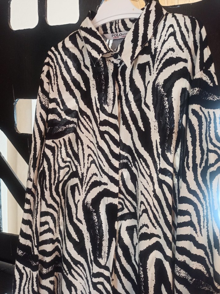 Zebra Desenli Uzun Kadın Elbise - Görsel 2