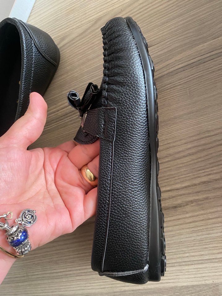 Kızlar için Siyah Deri Tokalı Loafer - Görsel 4