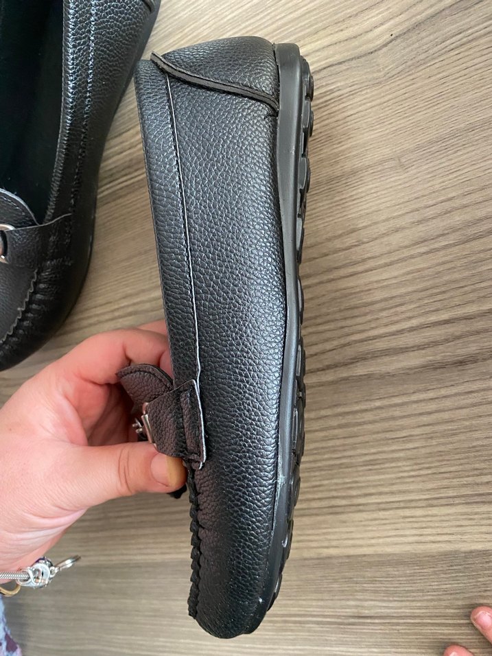 Kızlar için Siyah Deri Tokalı Loafer - Görsel 5