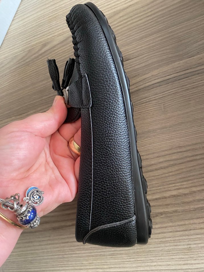 Kızlar için Siyah Deri Tokalı Loafer - Görsel 2