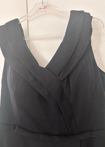 Siyah Uzun V Yaka Drapeli Kadın Elbise - Görsel 3