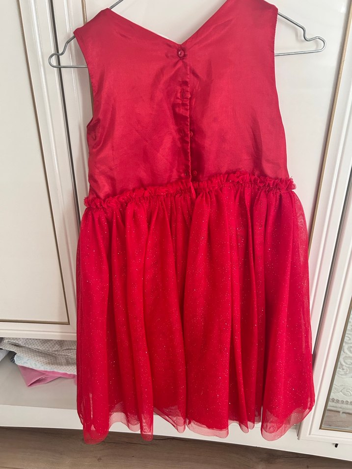 Kız Çocuk Kırmızı Drapeli Kolsuz Elbise - Görsel 3