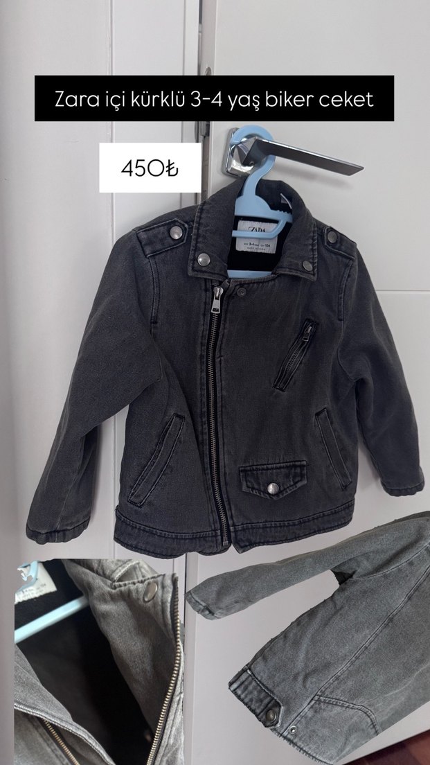 Erkek Çocuk Gri Denim Fermuarlı Blazer Ceket Zara - Görsel 4