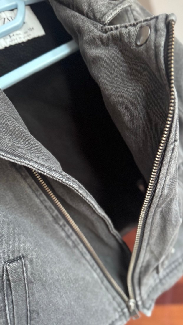 Erkek Çocuk Gri Denim Fermuarlı Blazer Ceket Zara - Görsel 5