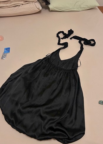 Diğer Siyah Midi Halter Yaka Gotik Parti Elbisesi