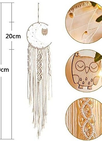 Boho Baykuş Makrome Rüya Kapanı