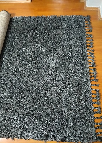 Bohem Siyah beyaz  kırçıllı Püsküllü Halı - Görsel 5