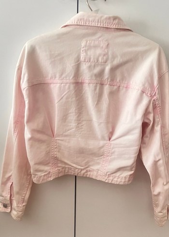 Pembe Düğmeli Kadın Denim Ceket - Görsel 3