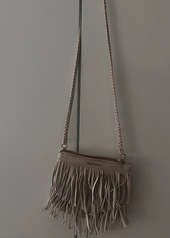 Püsküllü Bej Süet Bohem Çanta - Görsel 2