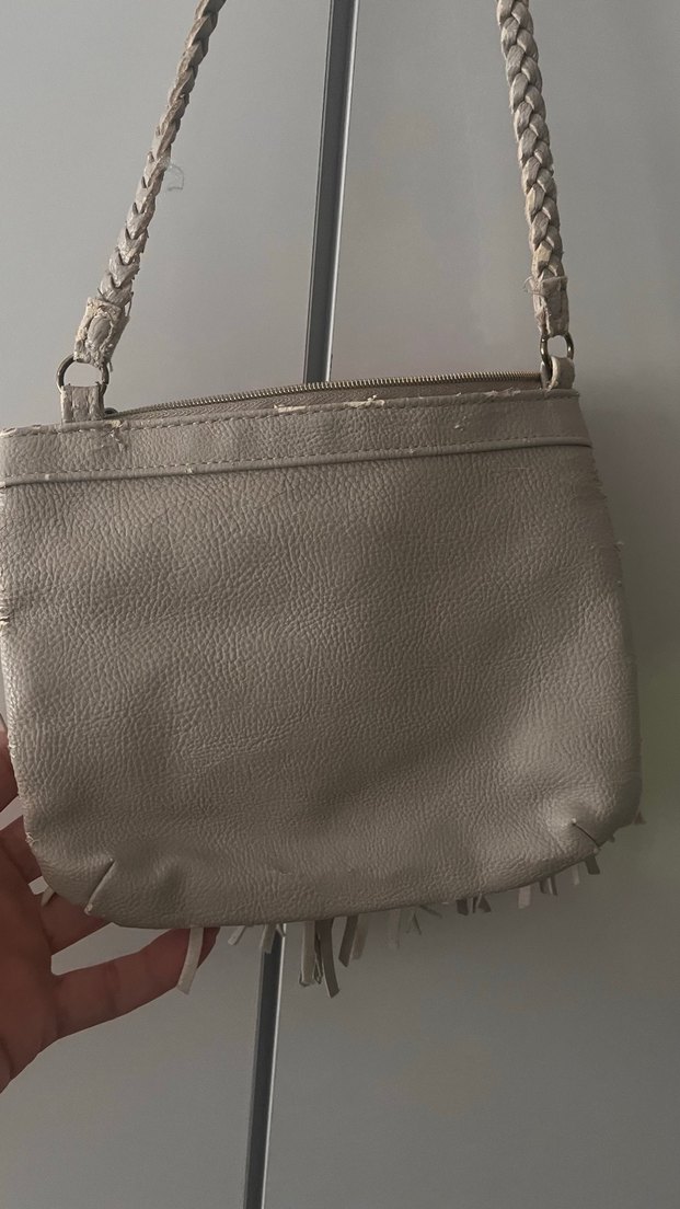 Püsküllü Bej Süet Bohem Çanta - Görsel 4