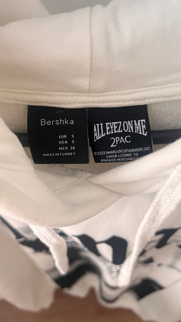 Beyaz Kapüşonlu Tupac Baskılı Erkek( unisex) Sweatshirt - Görsel 3