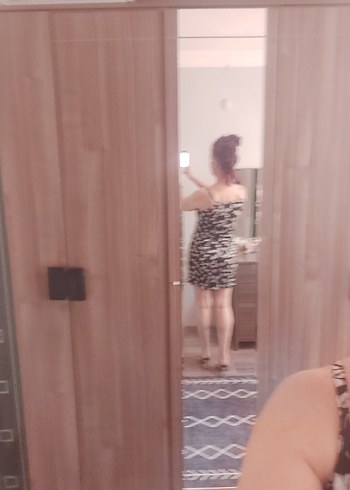 Diğer Yılan Desenli Siyah Midi Strappy Elbise