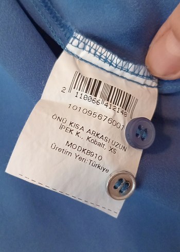 xs Beden Mavi Kadın Saten Kısa Kollu Gömlek