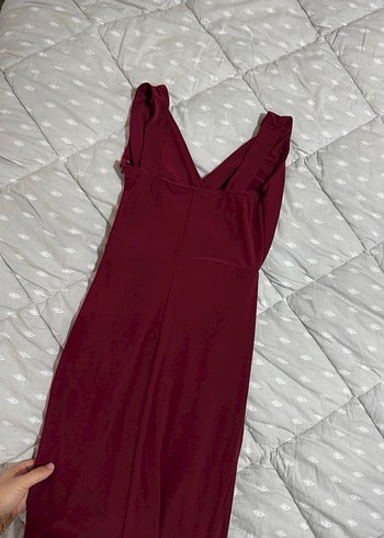 Bordo Kolsuz kısa Abiye Elbise - Görsel 4